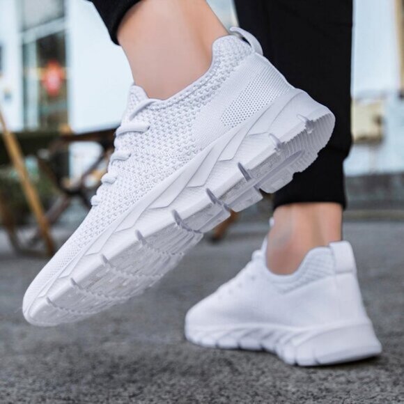 ⚡Mens White Running Fashion Tennis Walking Lightweight Athletic Sneakers - Picture 2 of 7